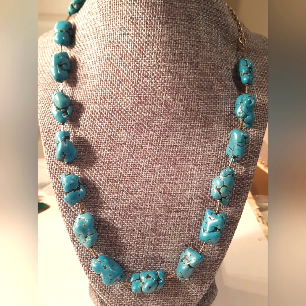 Turquoise Stone Necklace On 925 Silver Chain